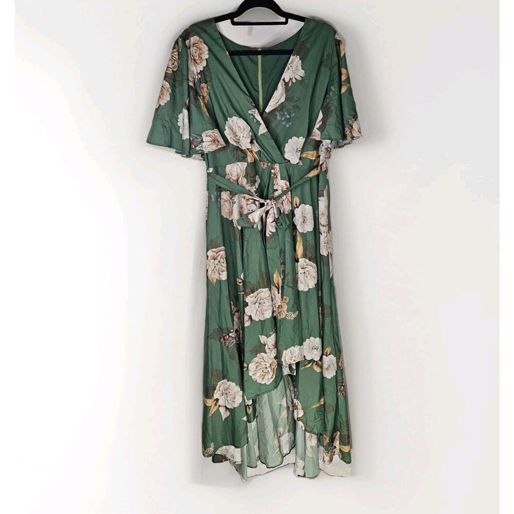 FlyCurvy Dress Womens Plus 2XL V Neck Full Length Layered Maxi Dress Fairy NWT